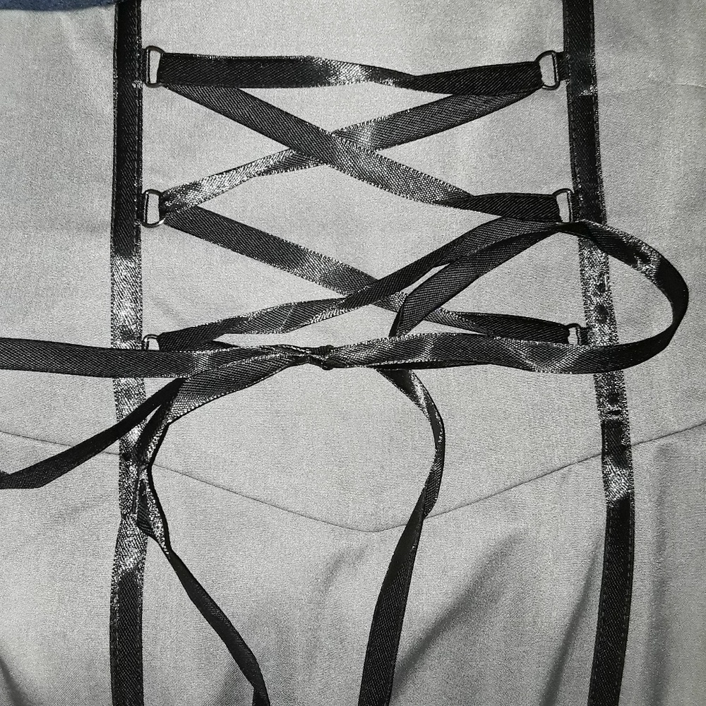 Gray Steampunk High Waist Victorian Mermaid Skirt - Picture 6 of 7